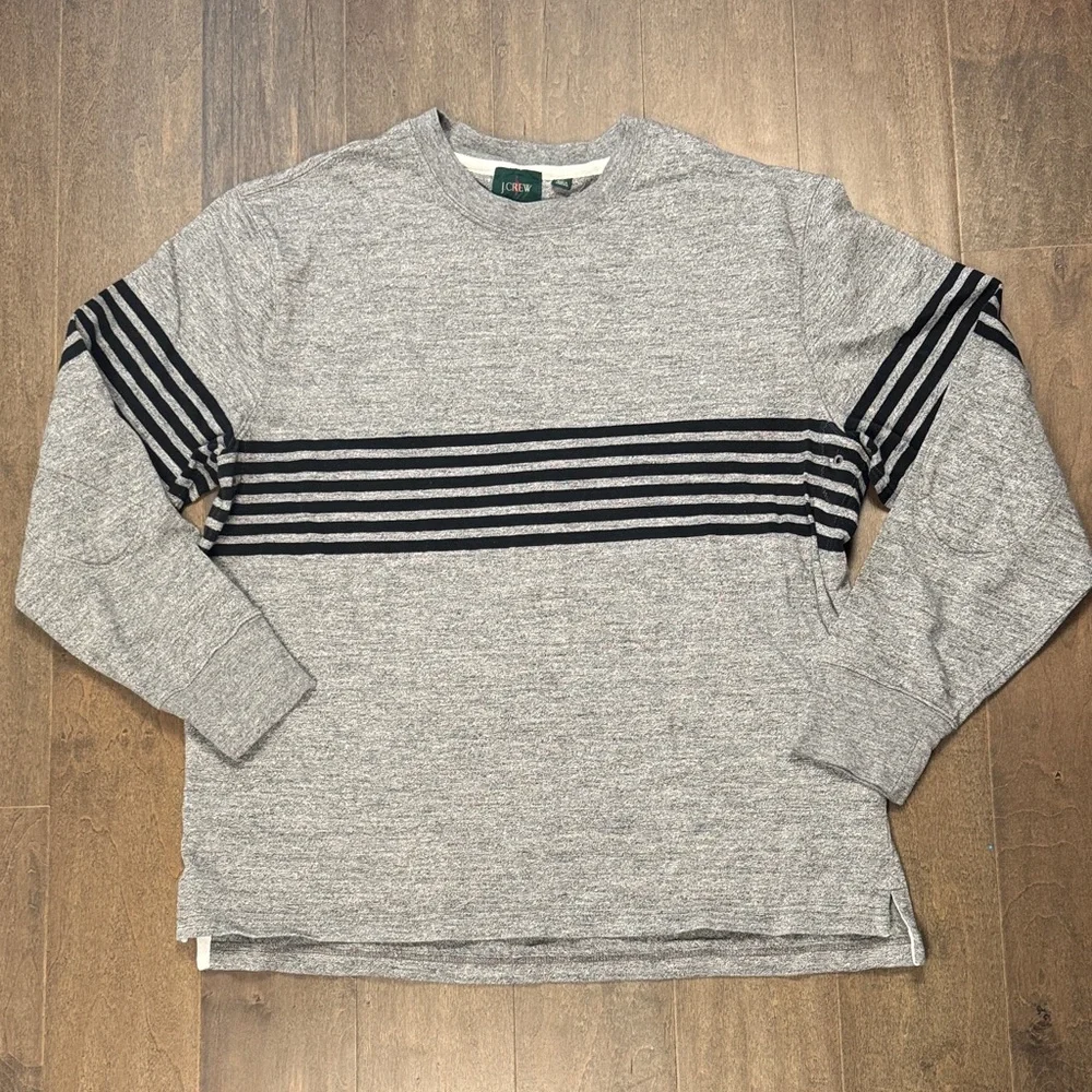 J.Crew Re-Imagined Gray Navy Striped Cotton Pullover Top Size Large